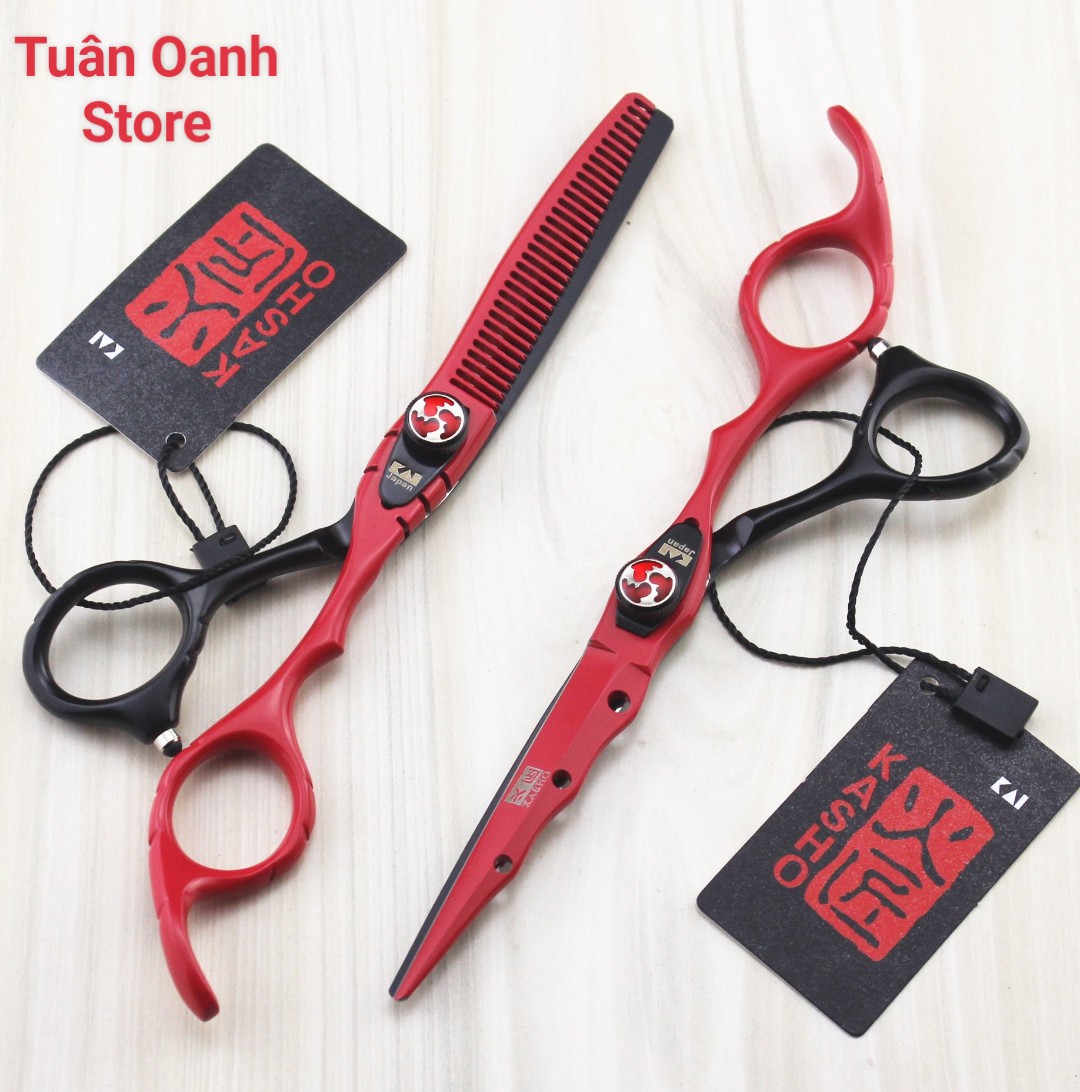 Kéo cắt tóc kasho đỏ - đen