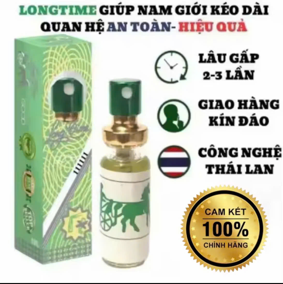 Chai xịt chống xuất tinh sớm Long Time Lạnh hộp 1 chai 5ml