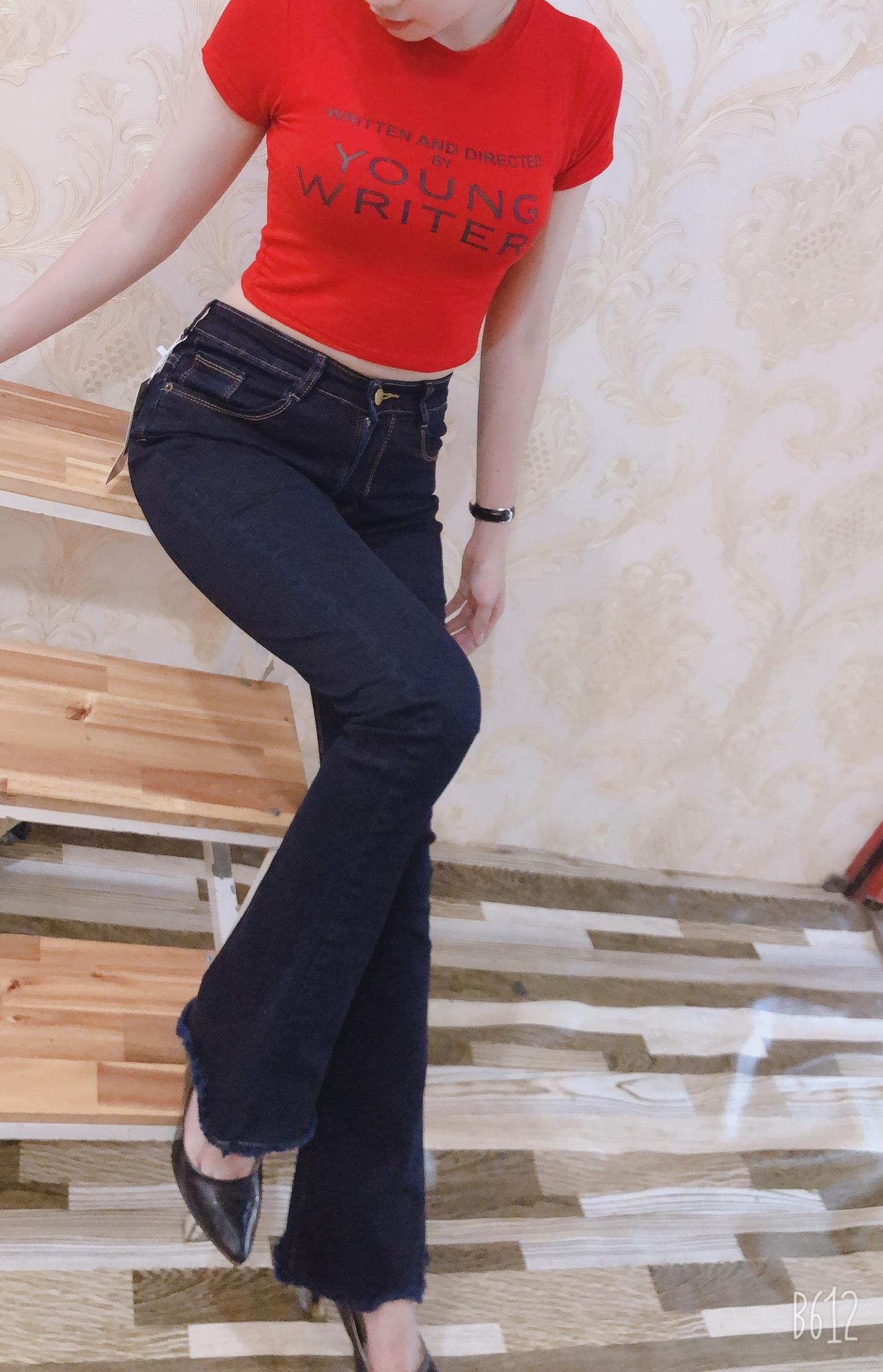 Quần jean nữ ống loe dài 100cm vải mềm co giãn tốt đẹp store 257
