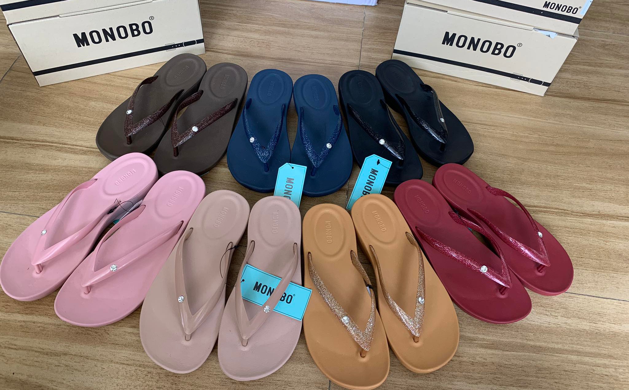 Dép Thái Lan Nữ MONOBO - Relax 1 quai kẹp trơn - màu đen, be-nâu, xám, xanh đen, đỏ
