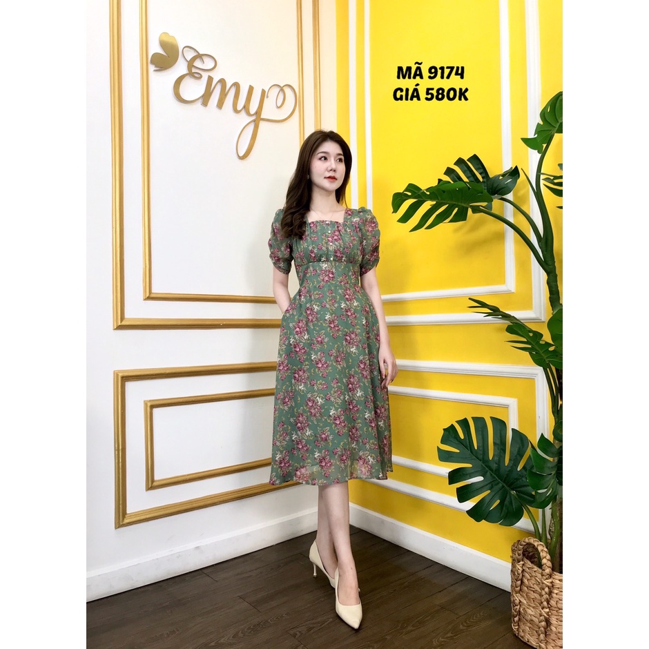 Đầm emy em9174 váy xoè cổ vuông có túi