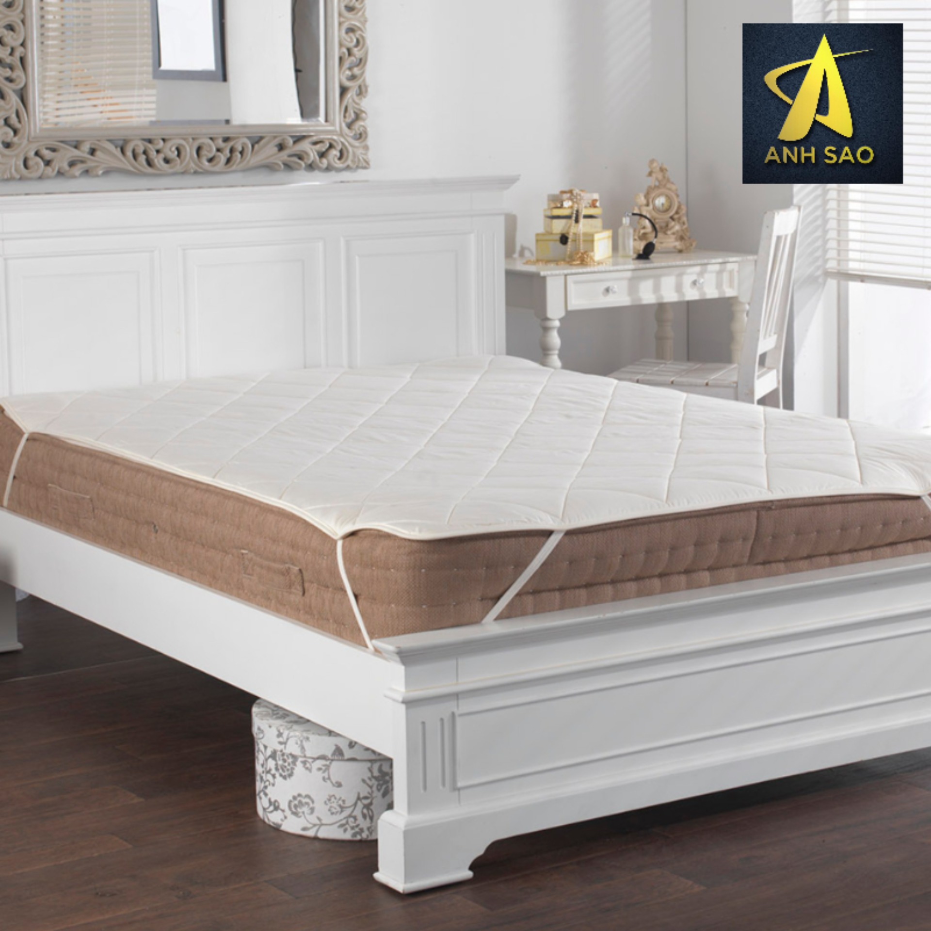 Phụ kiện giường ngủ Tấm lót bảo vệ nệm Ánh Sao (Size S: 1m4 x 2m;Size M: 1m6 x 2m;Size L: 1m8 x 2m) Polyeste Cao Cấp đạt tiêu chuẩn OEKO-TEX standard 100 hàng Việt Nam Xuất Khẩu