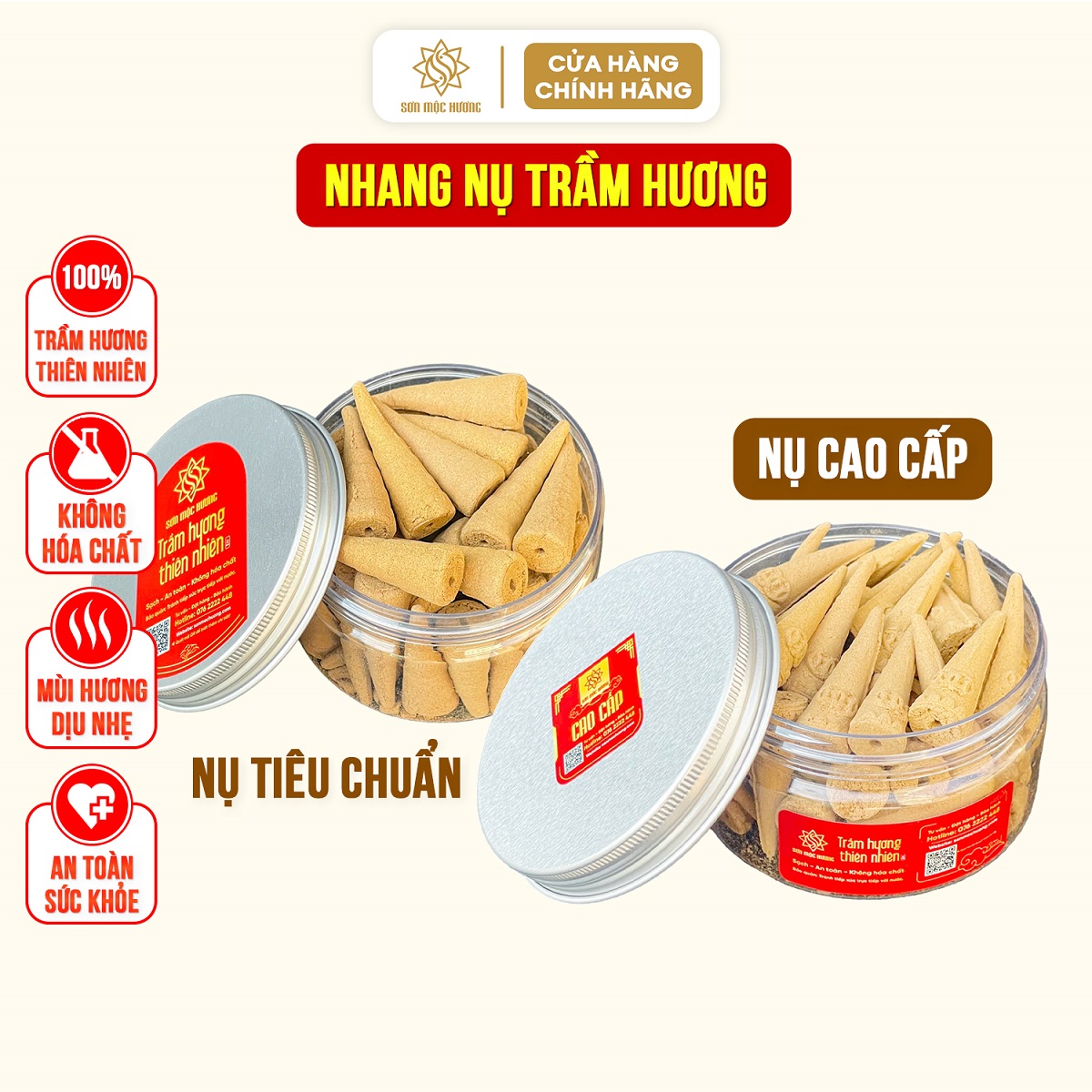 Nhang trầm hương nụ đốt xông nhà tẩy uế Sơn Mộc Hương làm thơm phòng đồ thờ cúng phong thủy may mắn tài lộc