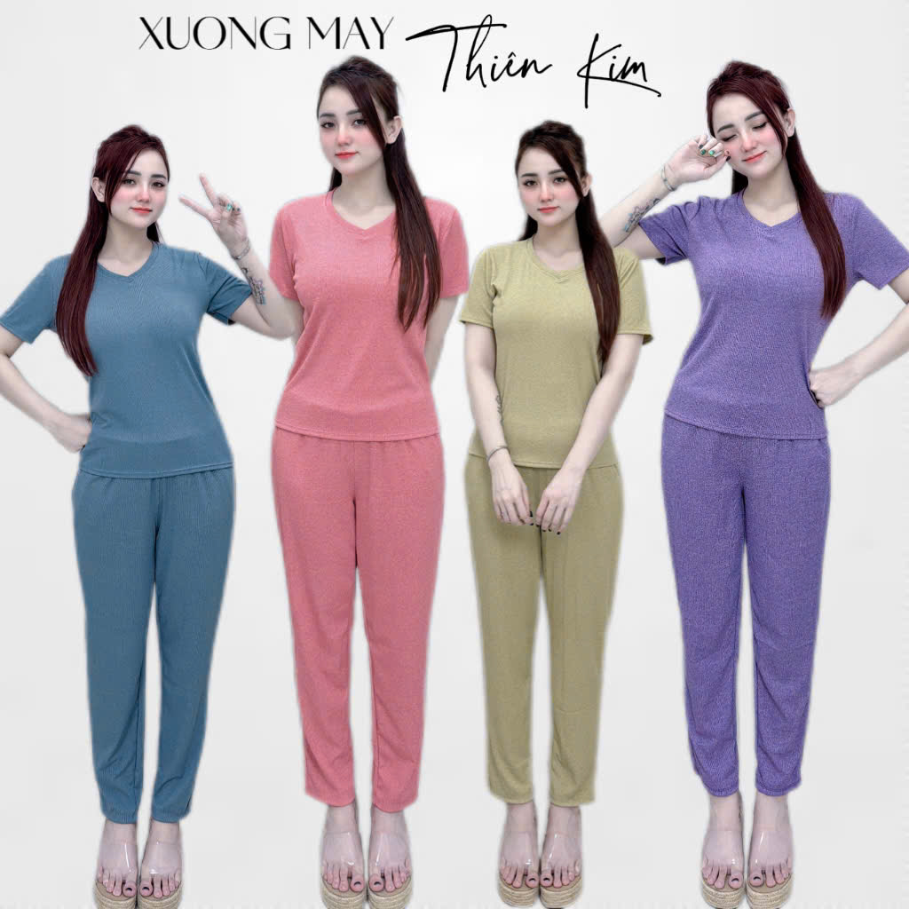  SET ĐỒ BỘ NỮ MẶC NHÀ THUN GÂN TRƠN DỂ MẶC ĐƠN GIẢN ÁO TAY NGẮN QUẦN BAGGY PHÙ HỢP MỌI ĐỘ TUỔI TK234 