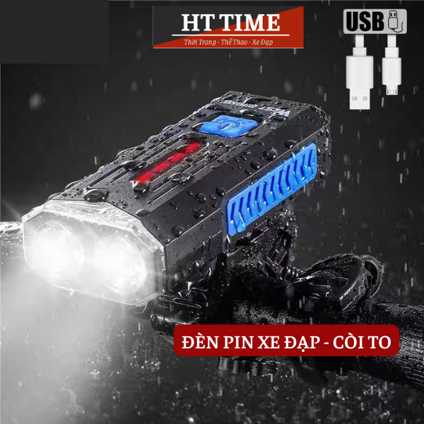 Đèn xe đạp xe máy led ly22 cảnh báo an toàn chống thấm nước gắn trước sau xe đạp cao cấp-có còi pin sạc usb led