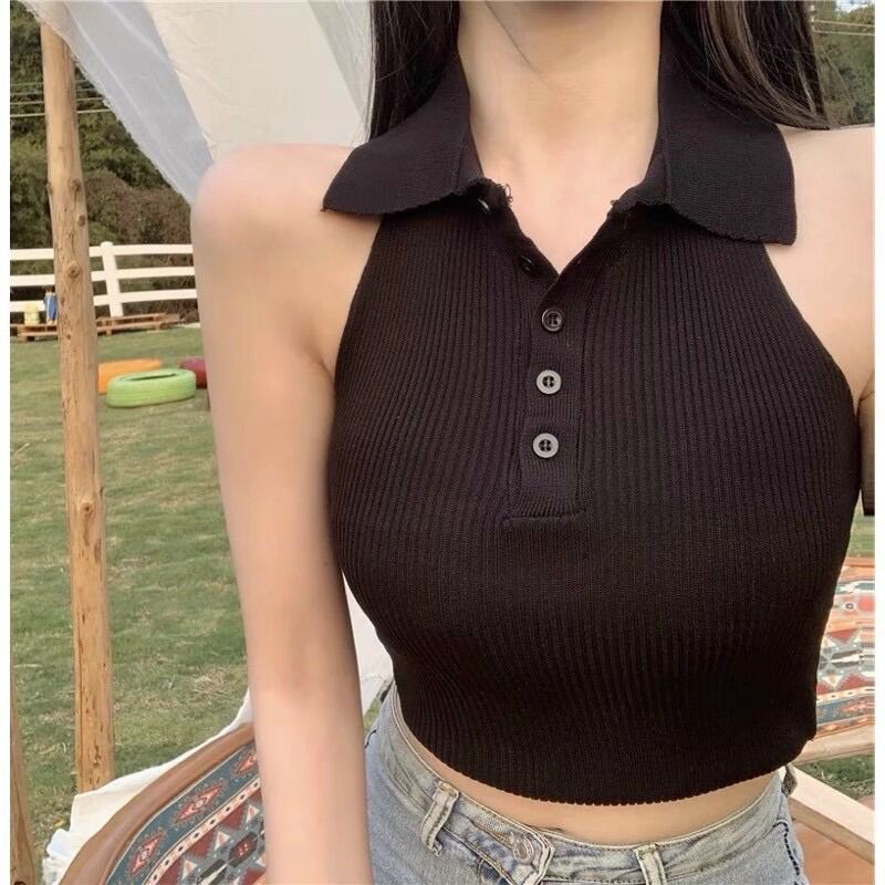 🎈áo thun gân gài nút ba lỗ cổ bẻ