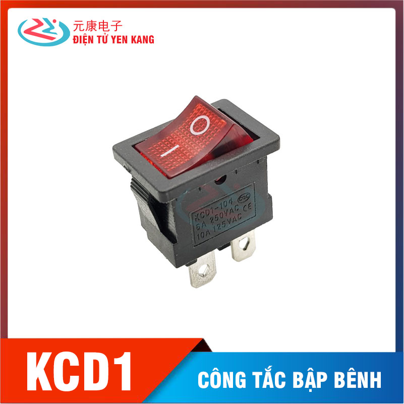 Công tắc bập bênh kcd1 104 6a/250v 15*21mm 4 chân 2 chế độ có đèn báo