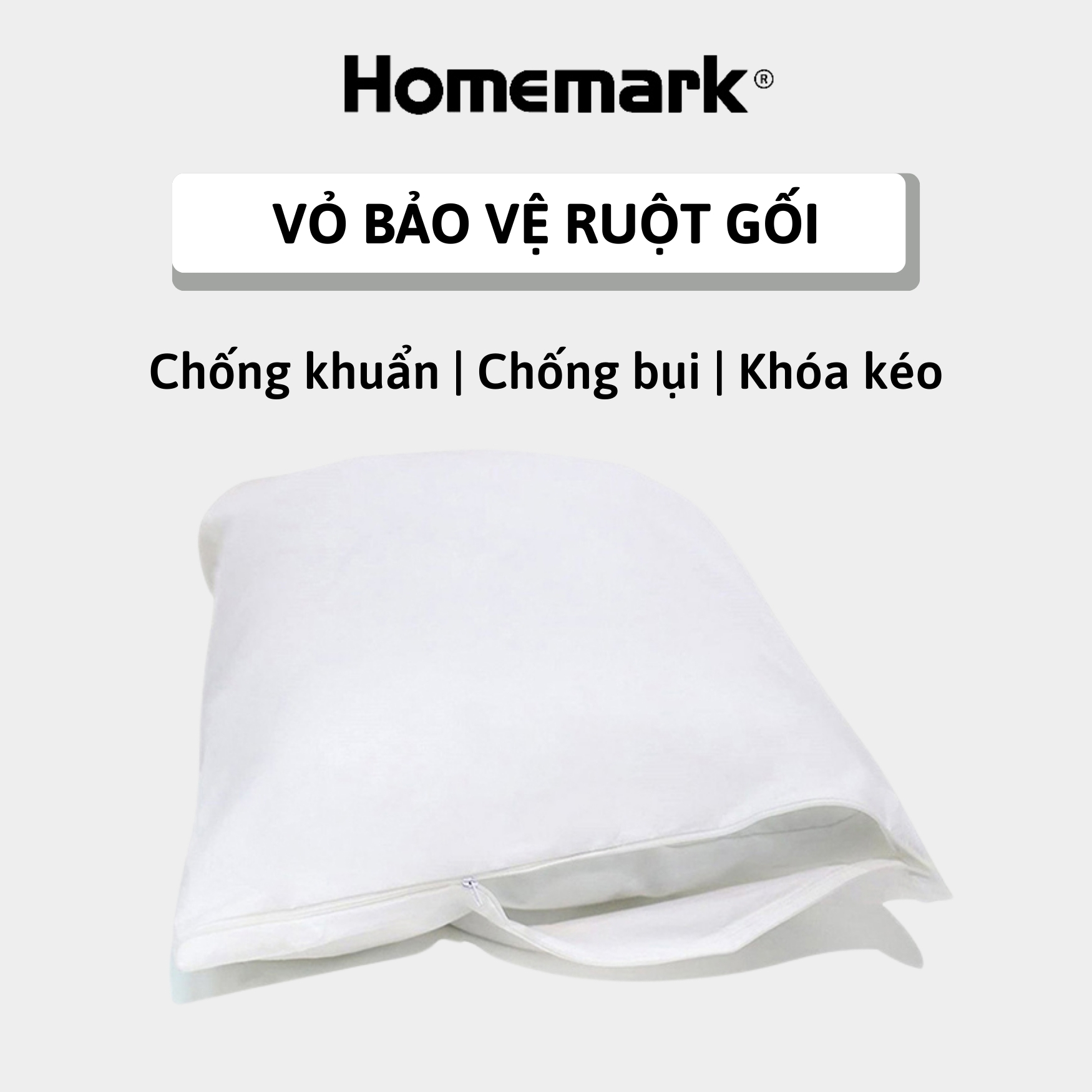 Bảo vệ gối tiêu chuẩn khách sạn cao cấp Hanvico by Homemark cotton màu trắng chống mùi, chống ẩm có kích thước 50x70 cm