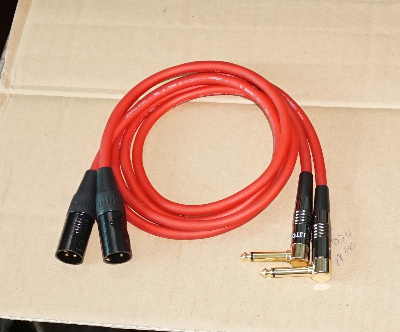 Cặp dây canon Đực ra 6ly vuông LiTon , dây italy đỏ dài 1m