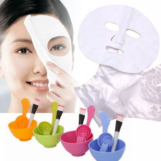 Bộ chén cọ trộn đắp mặt nạ 4 Trong 1, dụng cụ trộn đắp mặt nạ