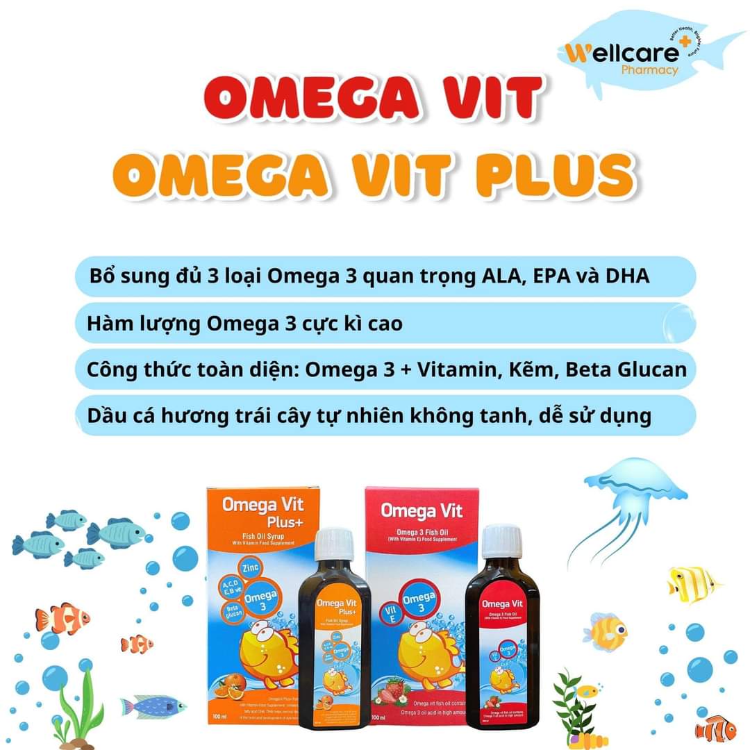 combo siro Omega Vit và omega Vit Plus+ giúp bổ sung omega 3+ DHA