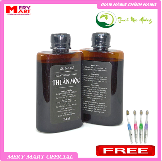 Nước Súc miệng Thuần  Mộc Cao Cấp Thanh Mộc Hương (Chai 250ml) Không Mệt Mỏi, Không Tái Nghiện-Tặng bàn chải cao cấp