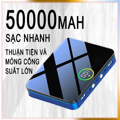 Sạc pin dự phòng  50000mah Powerbank MiniPortableMàn hình kỹ thuật số Pin siêu mỏng Đầu ra kép Đầu vào kép Áp dụng cho tất cả các điện thoại di động