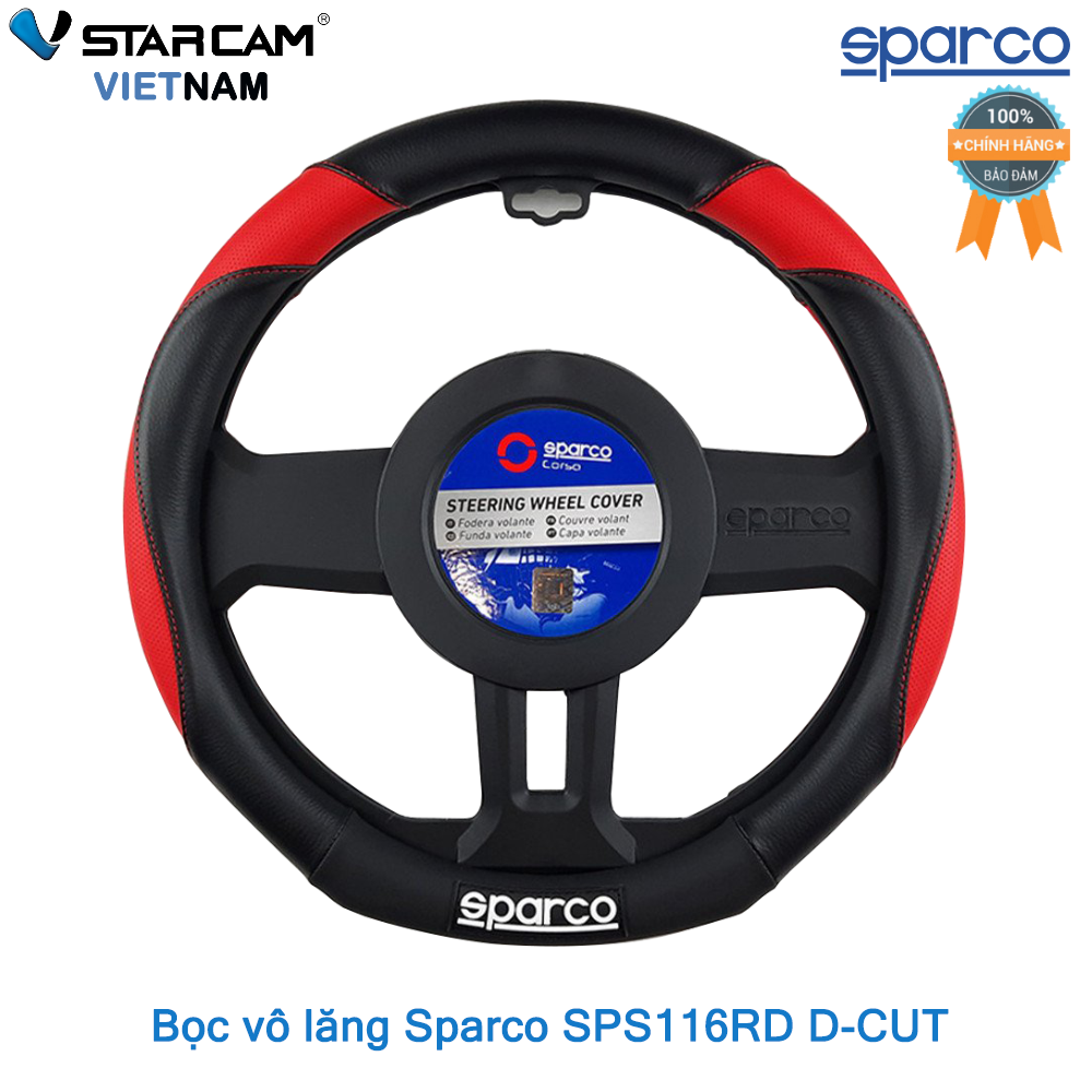 Bọc vô lăng cao cấp chính hãng Sparco SPS116RD D-CUT cho KIA SELTOS