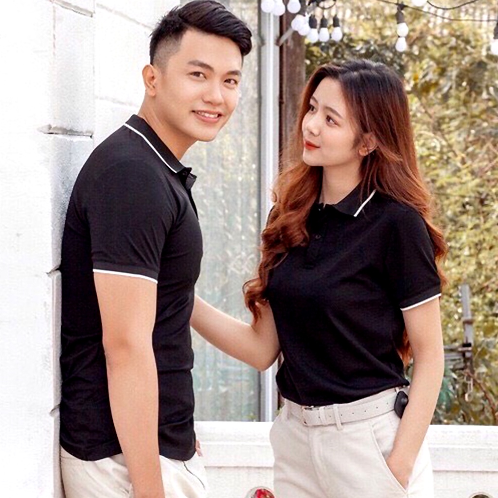 Áo Phông Polo Cá Sấu Mè Màu Đen Thời Trang 24h Phom Xuông Thoáng Mát Cho Nam Và Nữ