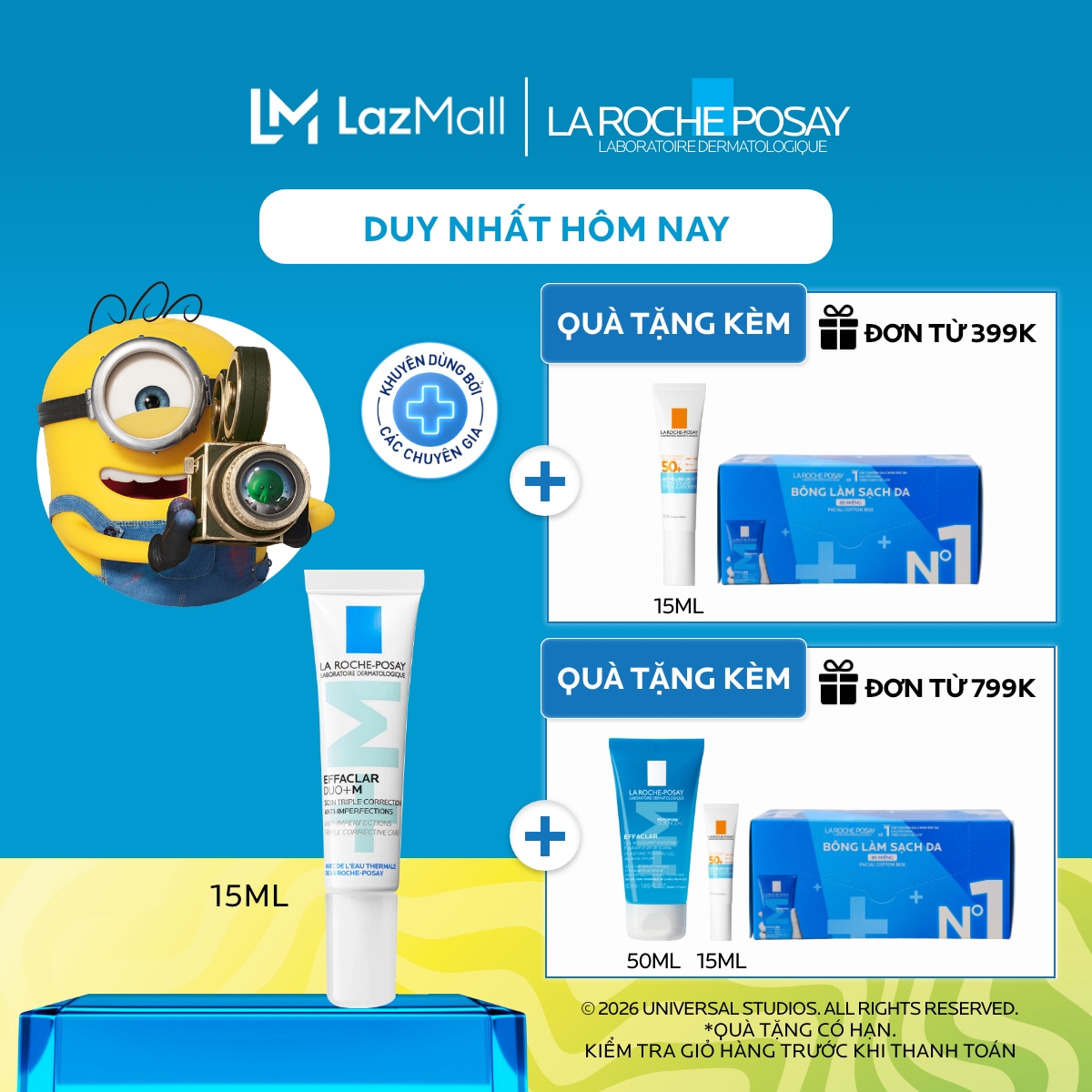 Kem dưỡng giảm mụn nhanh 8 giờ La Roche-Posay Effaclar Duo+ M 15ml