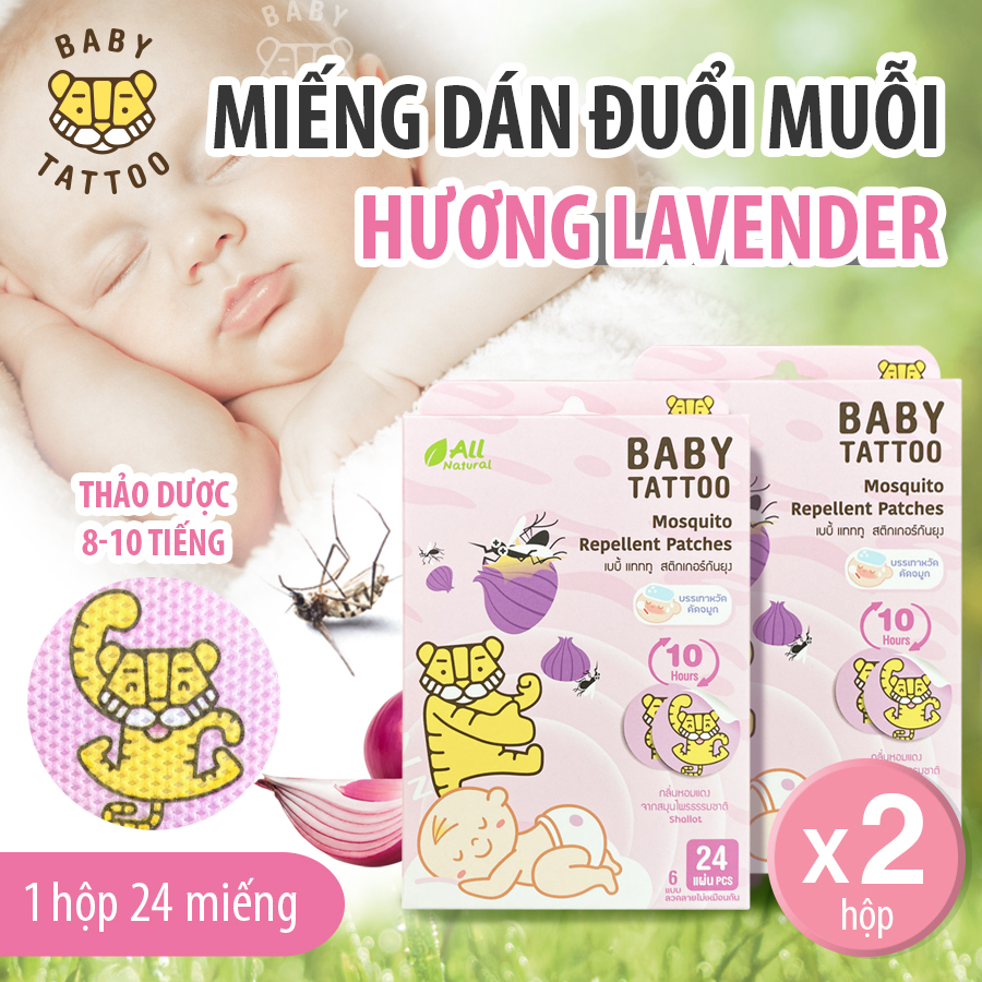 Combo 2 Hộp Miếng Dán Chống Muỗi, Côn Trùng BABY TATTOO Cho Trẻ Em Chiết Xuất Thiên Nhiên, Hương Thảo Dược Nhẹ Nhàng