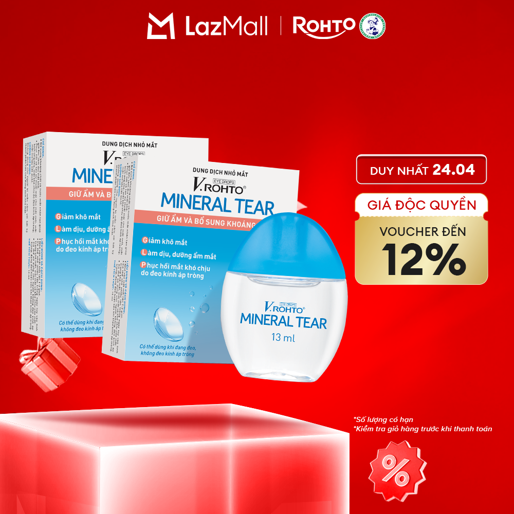 [VB] Bộ 2 nước nhỏ mắt giữ ẩm  bổ sung khoáng chất V.Rohto Mineral Tear 13ml
