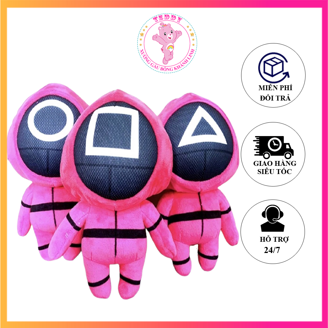 Gấu bông lính canh trò chơi con mực - squid game gabotabo cao cấp đủ mặt tam giác tròn vuông siêu đẹp