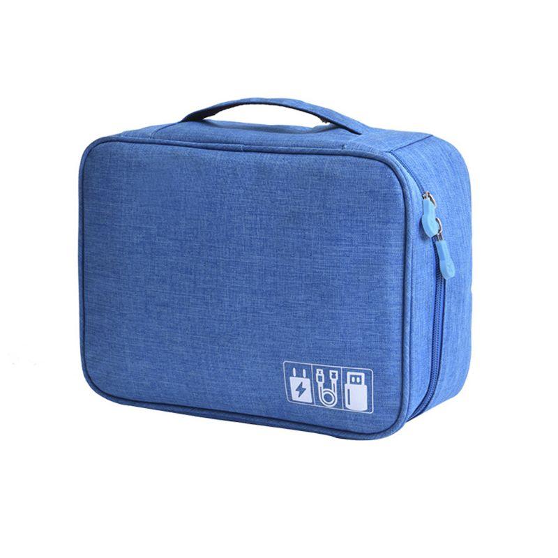 Hộp Túi Vải Đựng Phụ Kiện Công Nghệ Đa Năng Nhiều Ngăn Chống Thấm Nước Túi Phụ Kiện Du Lịch Cho Cáp Sạc Di Động, Sạc Dự Phòng, Điện Thoại, Tai Nghe -  Kèm 1 Mét Dây Gai Dính Tròn Buộc Gọn Cáp - tui dung phu kien