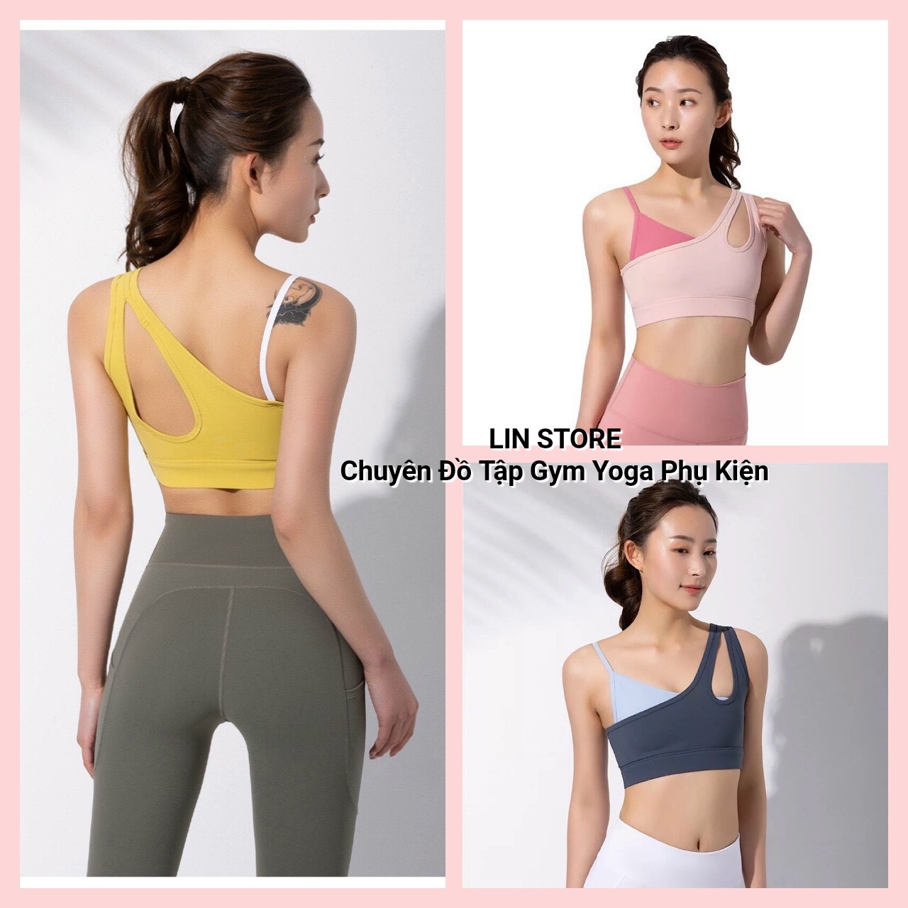 [LINSTORE] Áo Bra tập Gym Yoga lệch dây - phối màu
