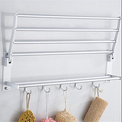 Kệ treo khăn trong nhà tắm thiết kế giàn vắt khăn gập, móc treo khăn mặt, treo quần áo S0603