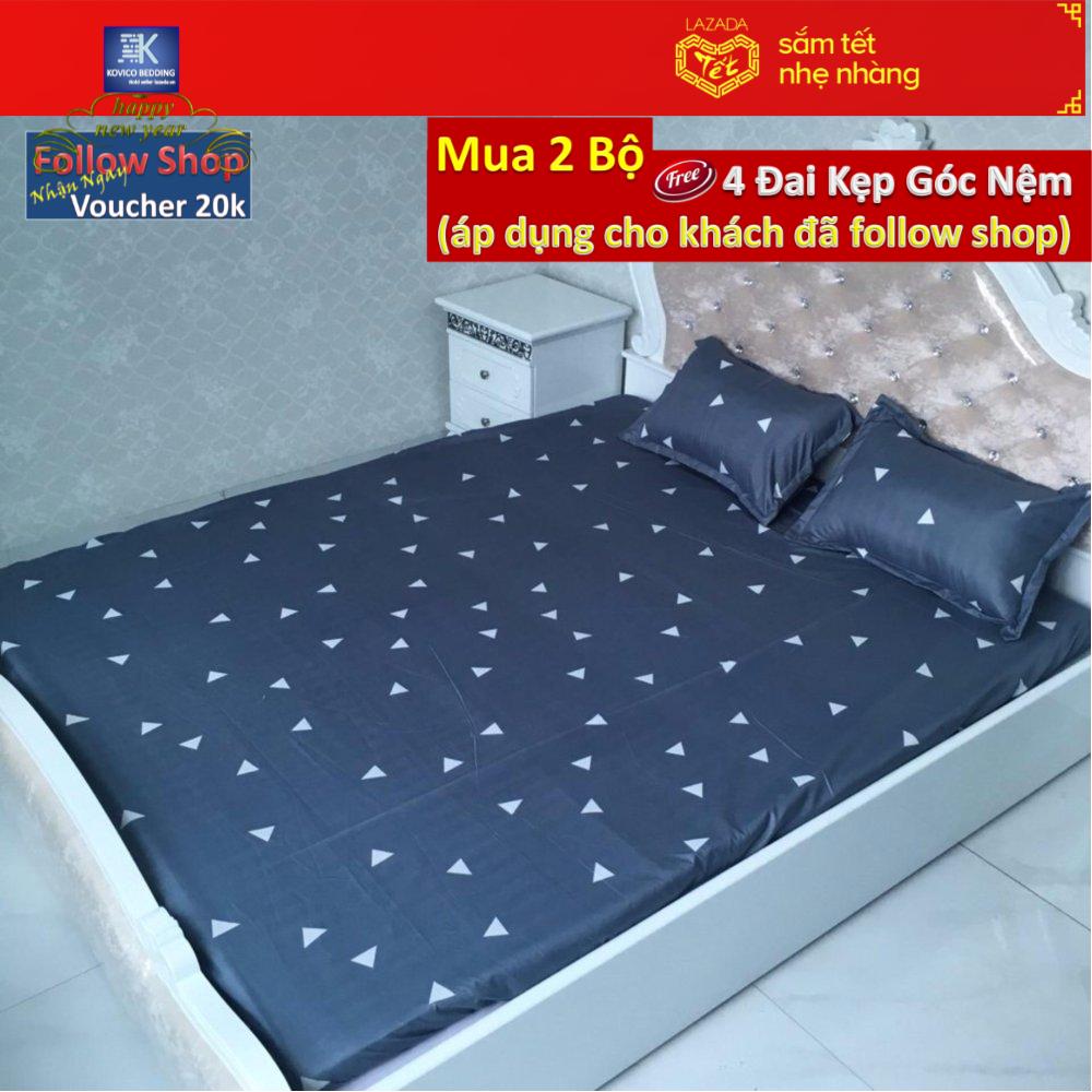 Bộ ga chun poly 1m8x2m + 2 áo gối 45cmx65cm.