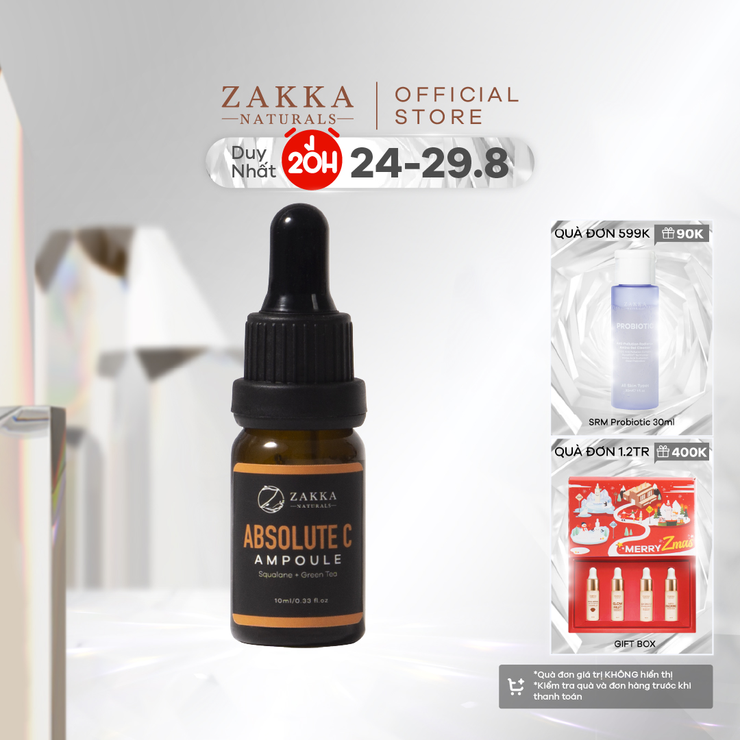 Tinh Chất (Ampoule) Vitamin C Zakka Naturals Sáng Đều Màu Da, Chống Lão Hóa Absolute C Ampoule 10ml