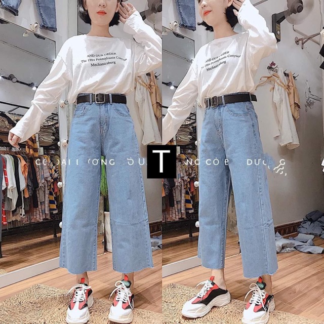 Quần jeans ống rộng Tr&Đ