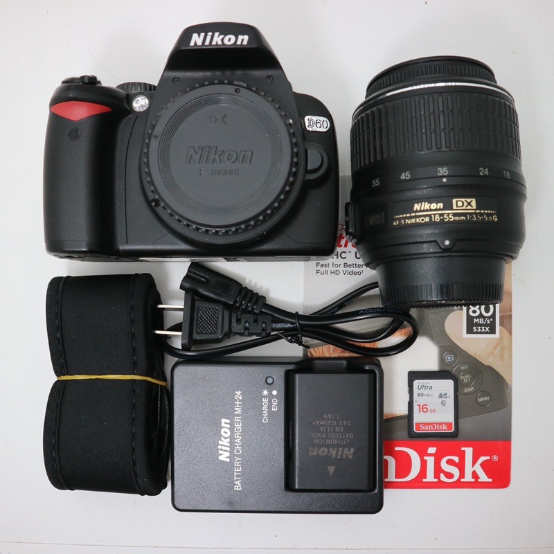 Bộ máy ảnh nikon d60 kèm lens kit 18-55 mới 95%
