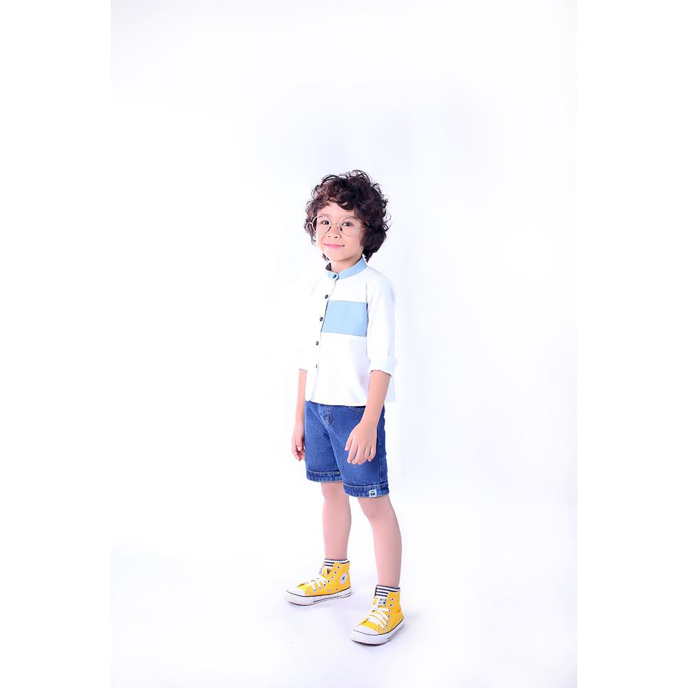 Áo Sơ mi bé trai cổ tàu phối ngực LK0200 - Lovekids
