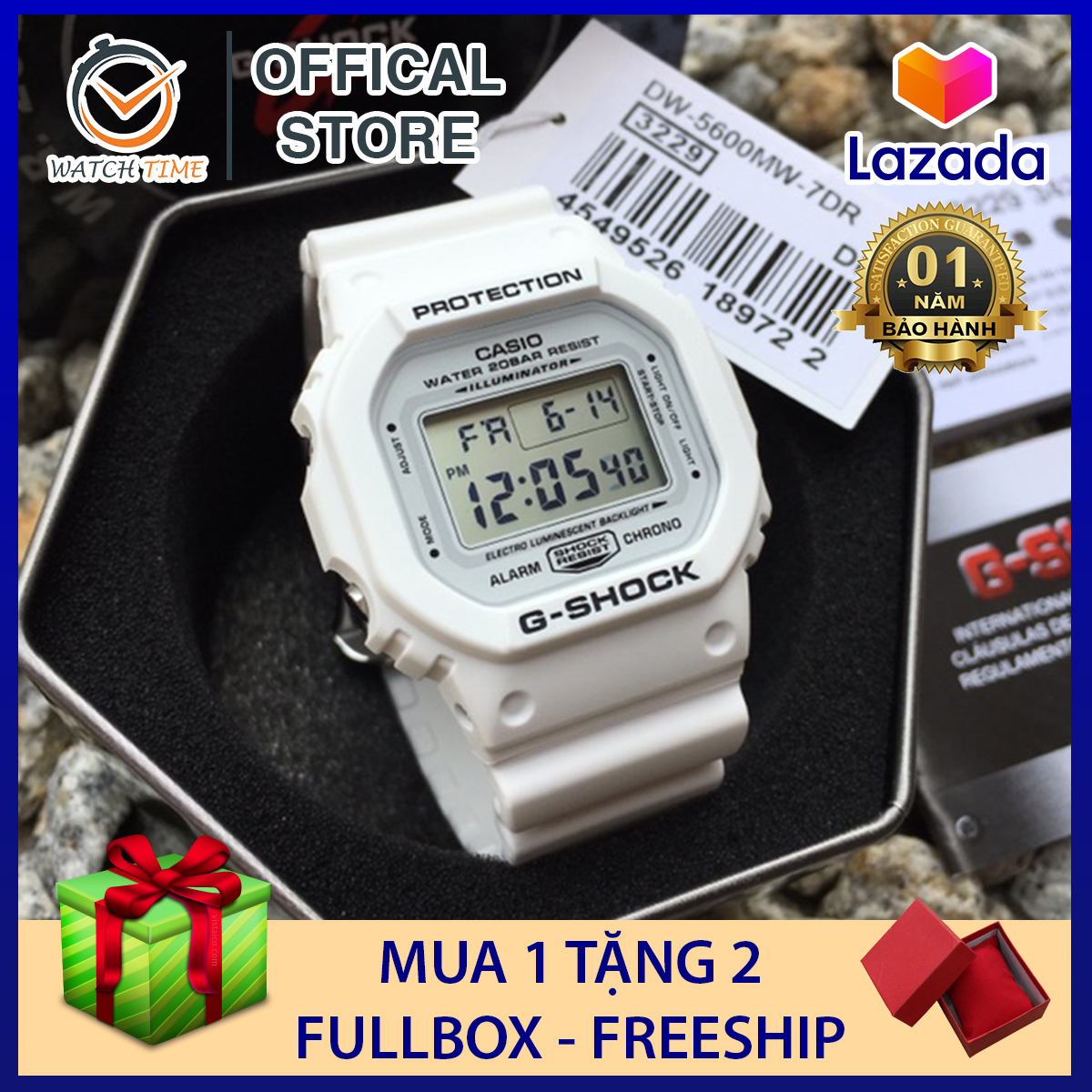 [Fullbox] Đồng hồ Casio G-Shock DW-5600 màu trắng hải quân nổi bật