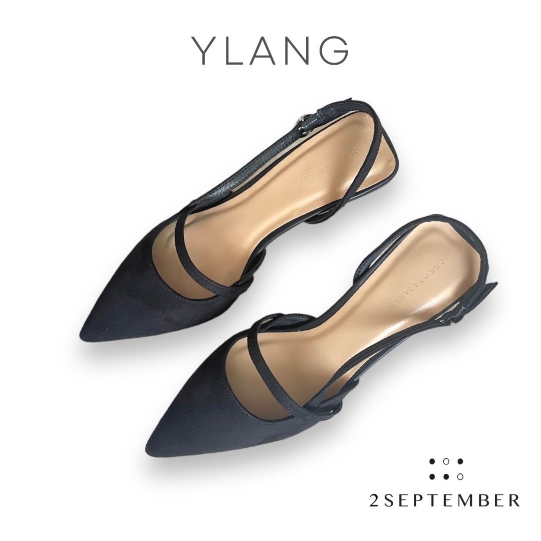 Giày cao gót Slingback 7cm mũi nhọn 2September Ylang Black