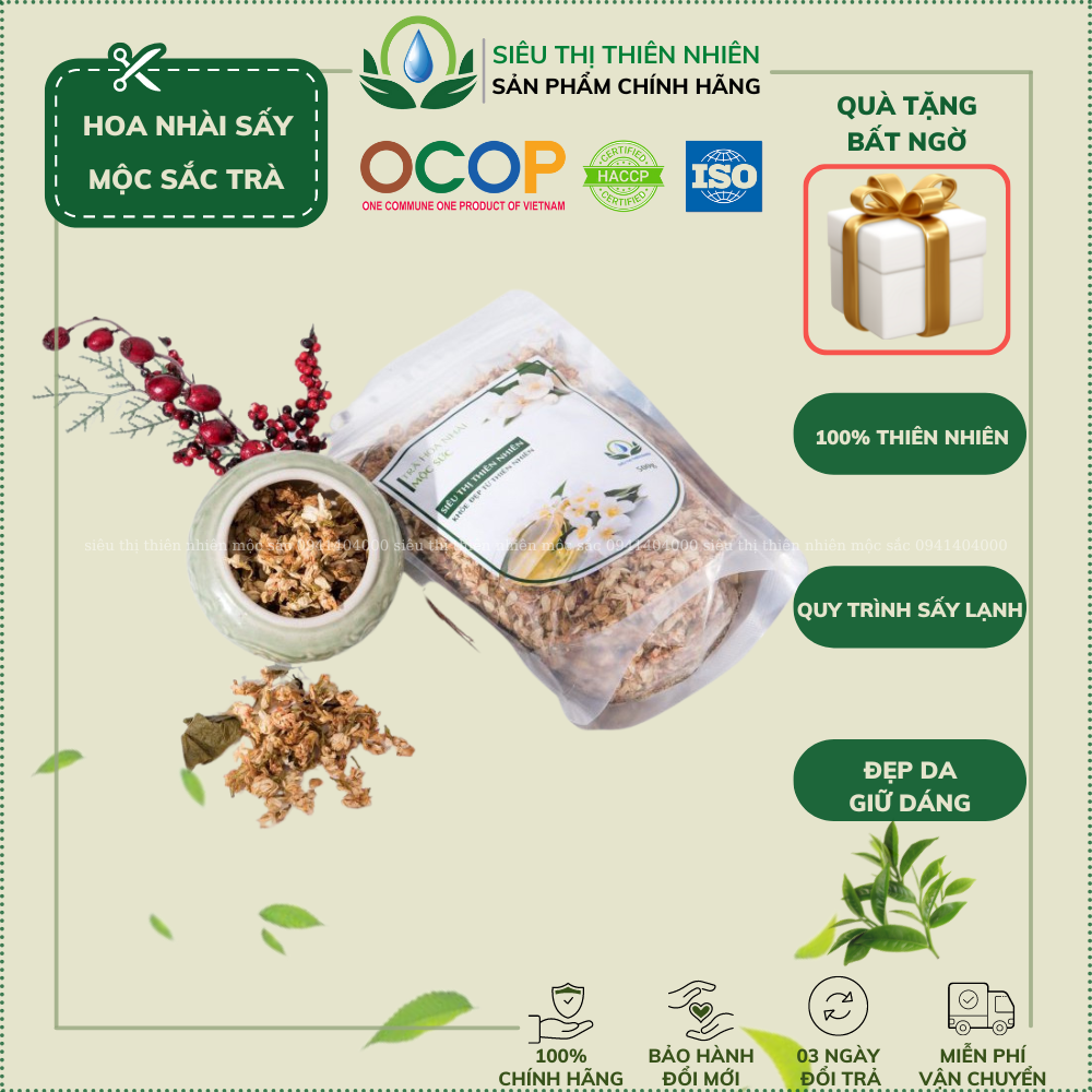 Trà hoa nhài Mộc Sắc Siêu Thị Thiên Nhiên sấy khô giảm stress, chống oxy hóa, ổn định nồng độ đường huyết kiểm soát cân nặng ngăn ngừa tiểu đường hỗ trợ hệ tim mạch đóng túi zip vệ sinh và dễ bảo quản
