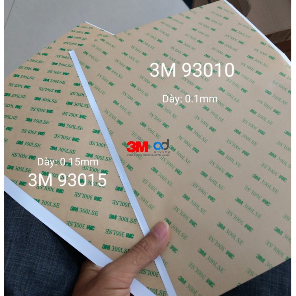 2 tờ băng keo 2 mặt 3m 93010 trong suốt dày 0.1mm