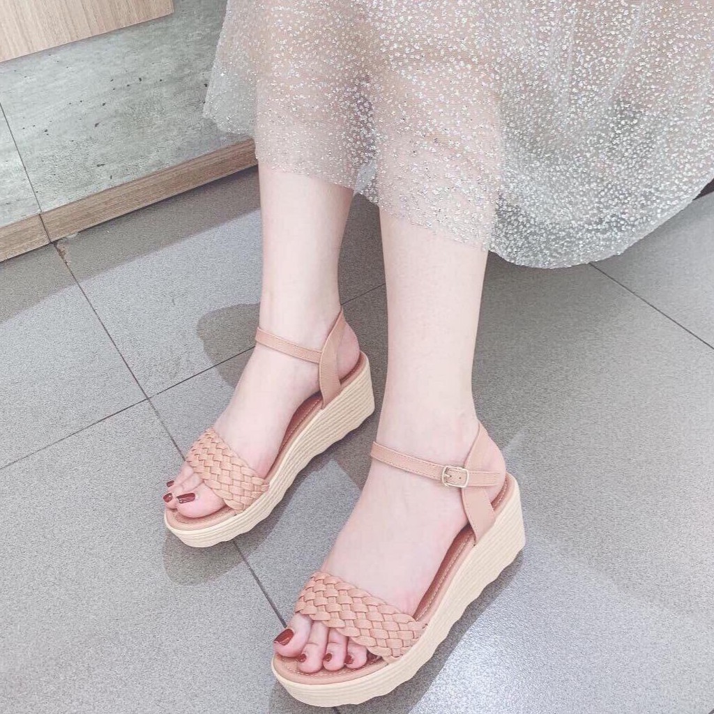 Giày Đế Xuồng Nữ Thời Trang, Giày Sandal Nữ Gót Cao 5P Coi Đan Chuẩn Size Nhiều Màu