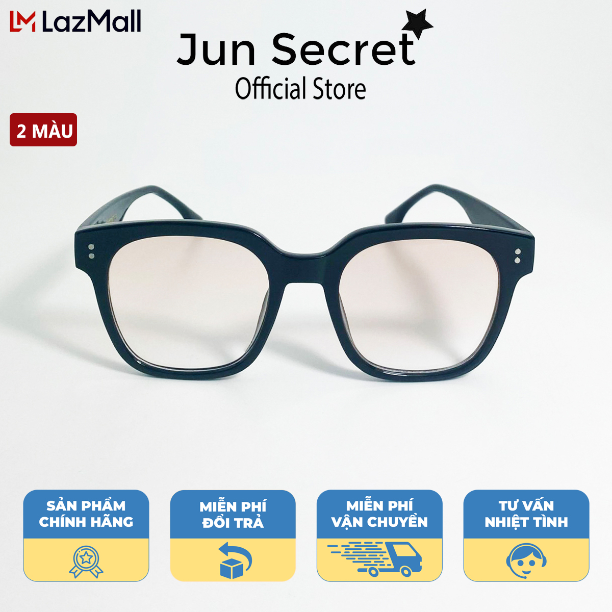 Mắt kính giả cận cao cấp Jun Secret gọng nhựa, tròng chống tia UV dành cho cả nam và nữ JS3A15