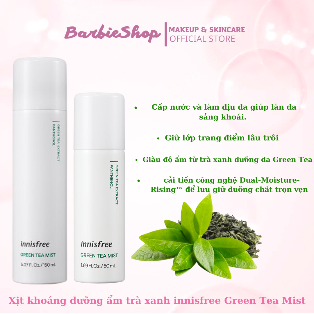 Xịt Khoáng Dưỡng Ẩm Trà Xanh Innisfree Green Tea Mist 50ml – 80ml – 150ml - Innisfree Bija Cica Mist 80ml