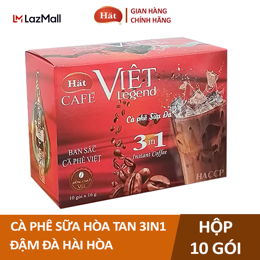Cà phê sữa hòa tan 3in1 Hatcoffee, vị đậm đà hài hòa- Hộp 10 gói x 16g
