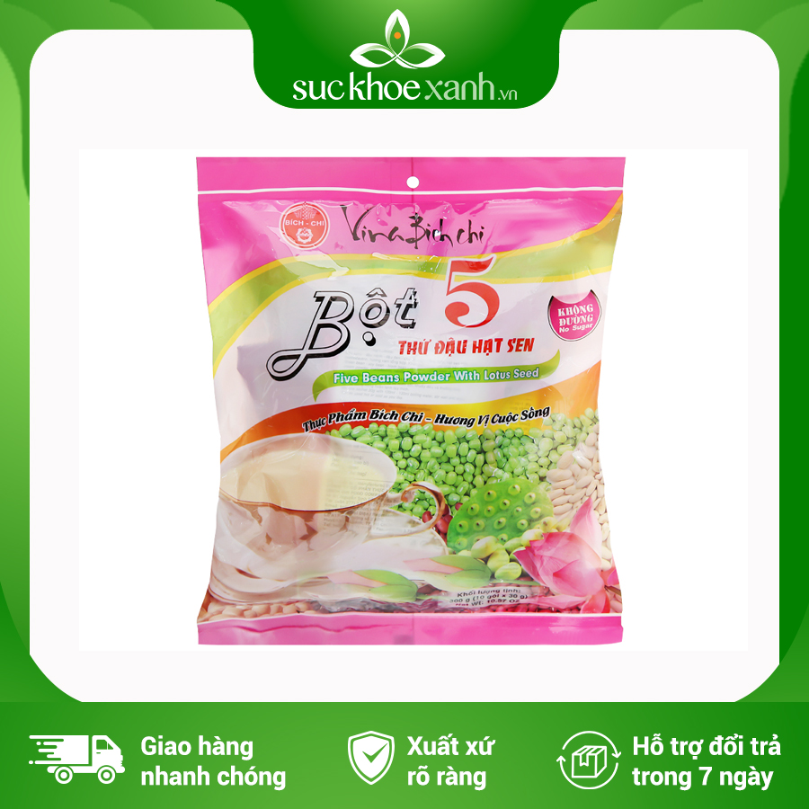 Bột 5 thứ đậu Hạt Sen Bích Chi không đường - 300g/bịch
