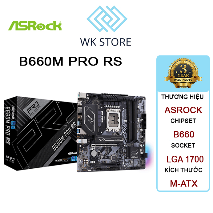 Bo mạch chủ mainboard asrock b660m pro rs ddr4 - chính hãng