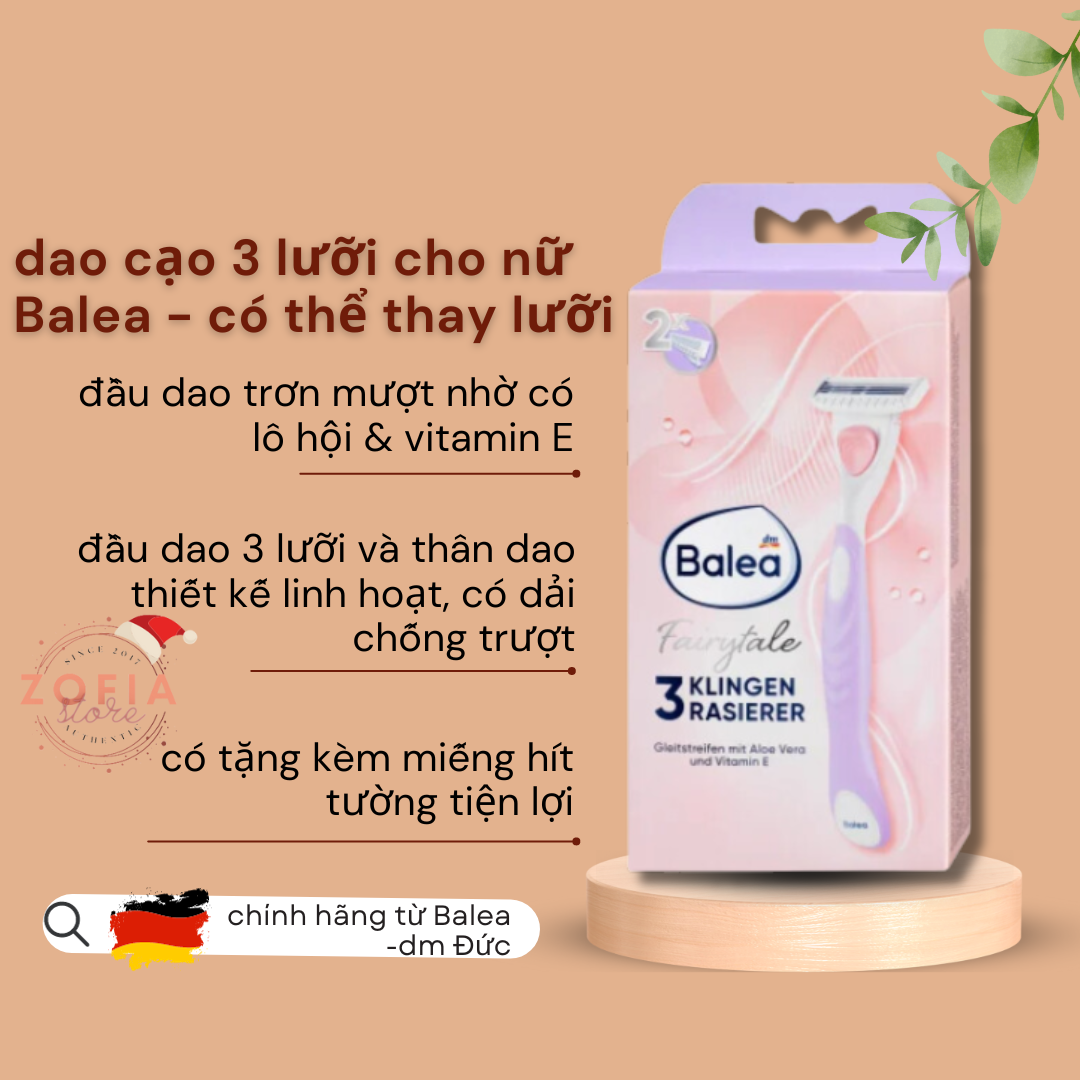 Dao cạo Balea 3 lưỡi bổ sung dầu dừa - hàng Đức