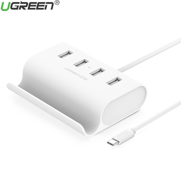 Bộ chia usb type-c ra 4 cổng usb 2.0 có dây hỗ trợ nguồn micro usb dài 50cm ugreen 30288