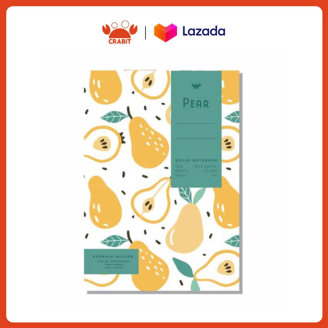 Vở kẻ ngang 120 trang tập học sinh ghi chép Crabit Fruits Lê - Combo Vở Học Sinh