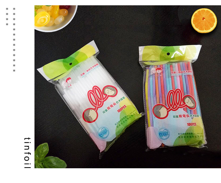 Gói ống hút trong, ốnng hút màu tạo kiểu 2 đầu co tientienshop
