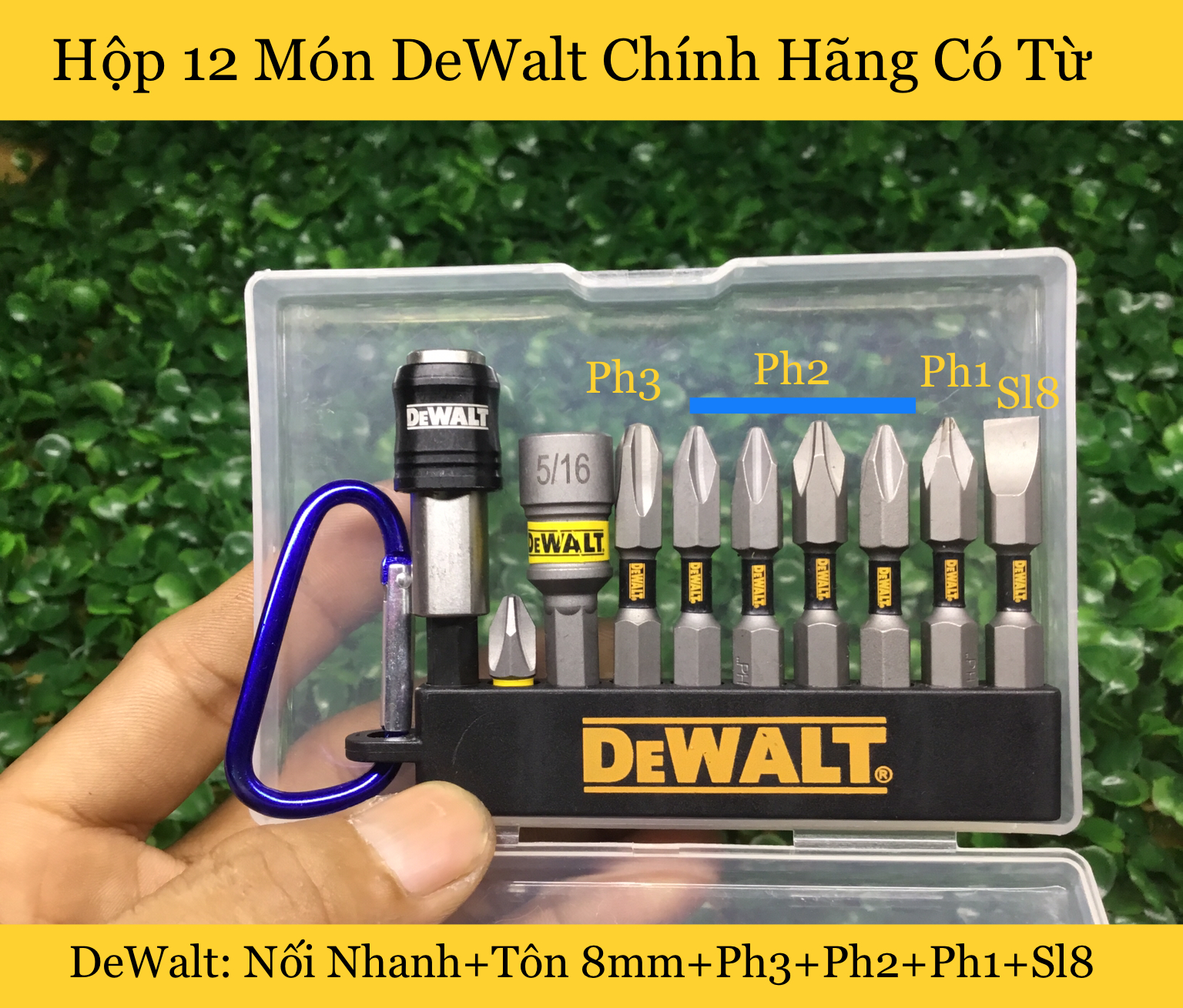 Bộ mũi vít 12 món dewalt tem đen chính hãng có từ