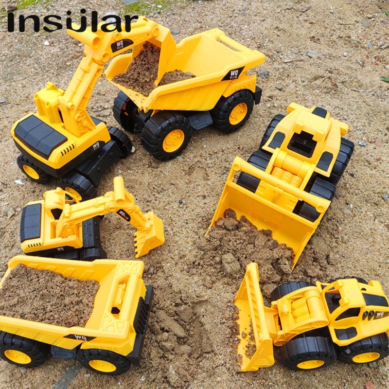 Đồ chơi mô hình xe cẩu, xe chở cát, xe lu cho bé