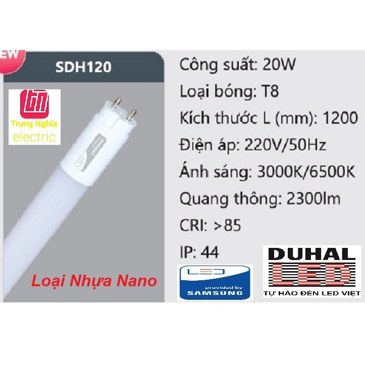 Bóng led tuýp nhựa nano 1m2 duhal - kdh120