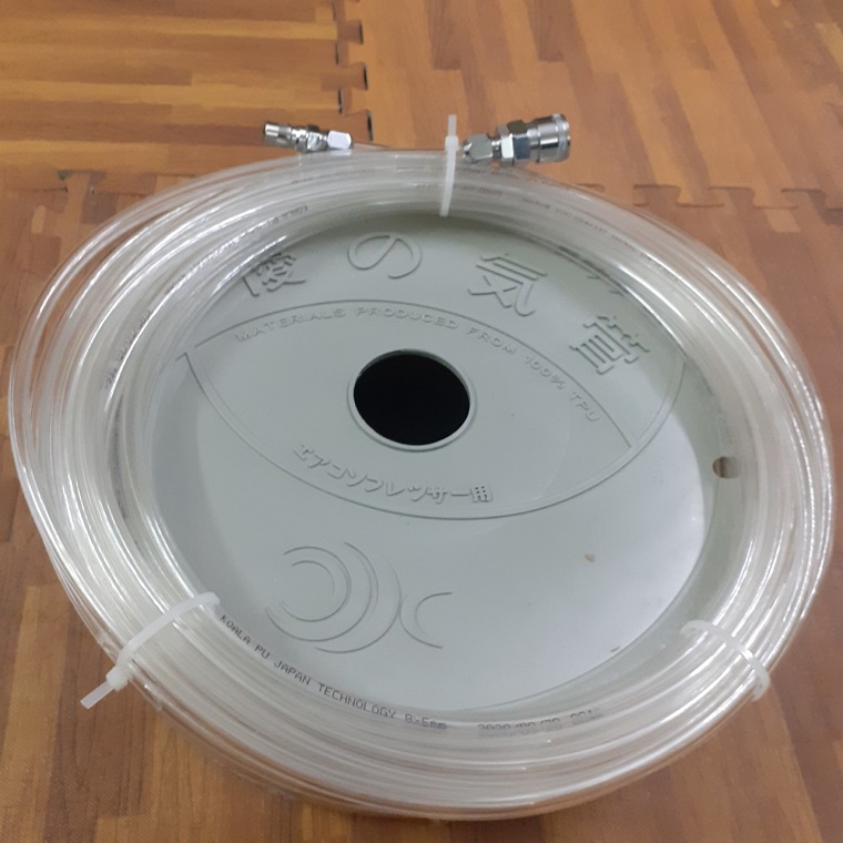 6 Mét dây hơi PU máy nén khí trắng 5x8mm japan kèm 2 khớp nối