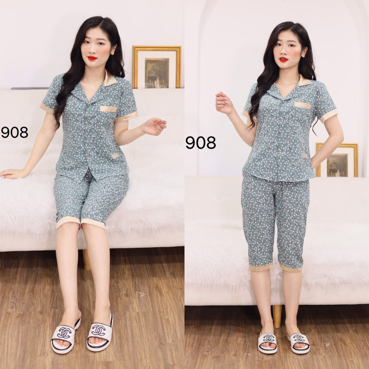 Quần áo mặc nhà,đồ bộ nữ chất lụa thái mềm mát